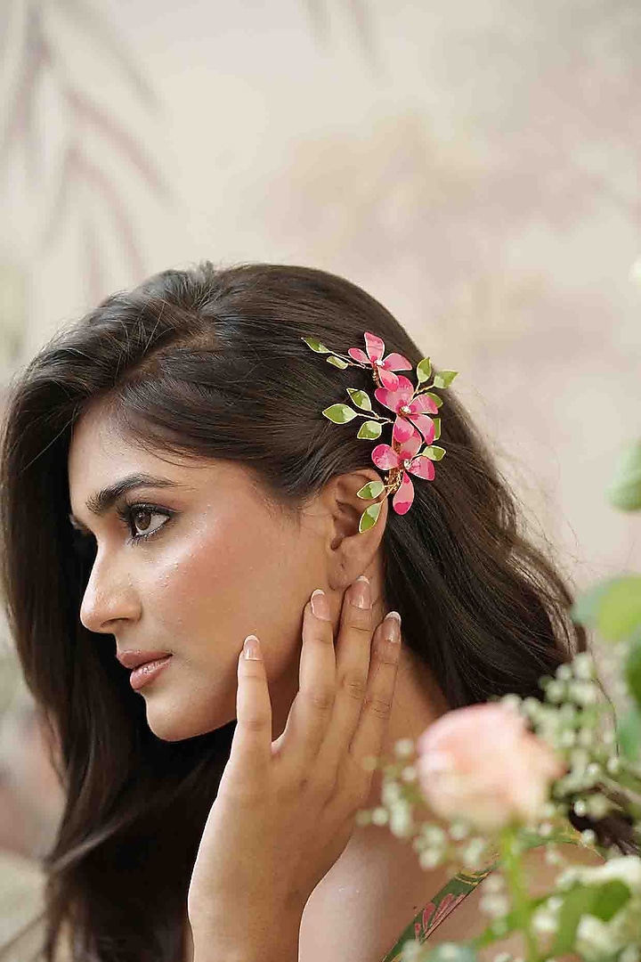 Pink Pearl & Resin Handcrafted Hairpin by FLORISTAA BY MAHEK at Pernia's Pop Up Shop