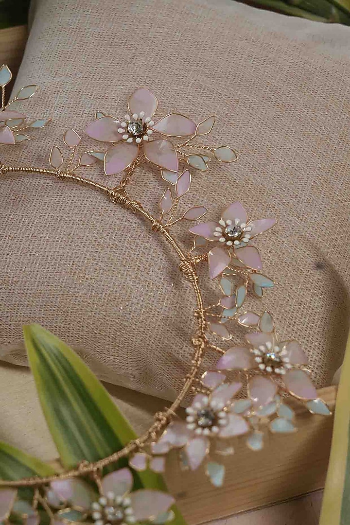 Pink Pearl & Resin Handcrafted Headband by FLORISTAA BY MAHEK at Pernia's Pop Up Shop