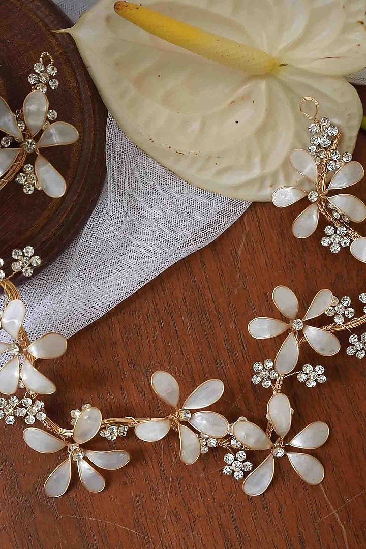 White Pearl & Resin Handcrafted Headband by FLORISTAA BY MAHEK at Pernia's Pop Up Shop
