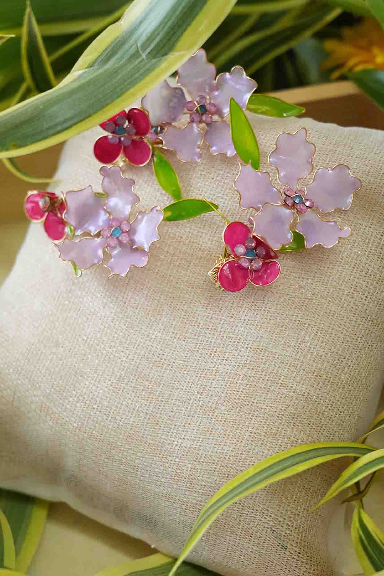 Purple Pearl & Resin Handcrafted Hair Pins (Set Of 3) by FLORISTAA BY MAHEK at Pernia's Pop Up Shop