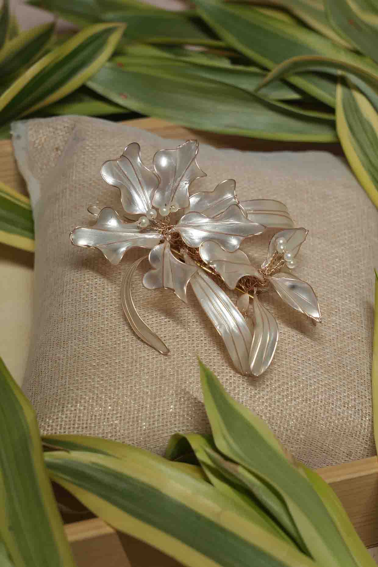 White Pearl & Resin Handcrafted Hair Pin by FLORISTAA BY MAHEK at Pernia's Pop Up Shop