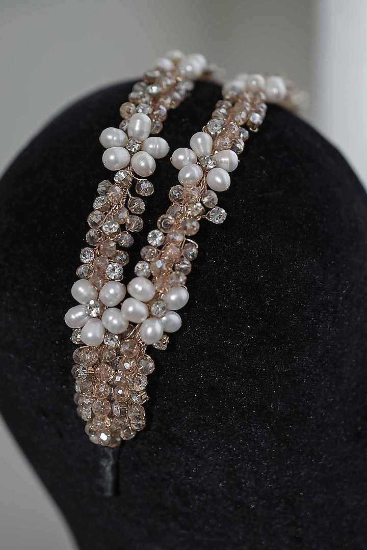 White Pearl Hairband by FLORISTAA BY MAHEK at Pernia's Pop Up Shop