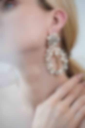 White Pearl Dangler Earrings by FLORISTAA BY MAHEK