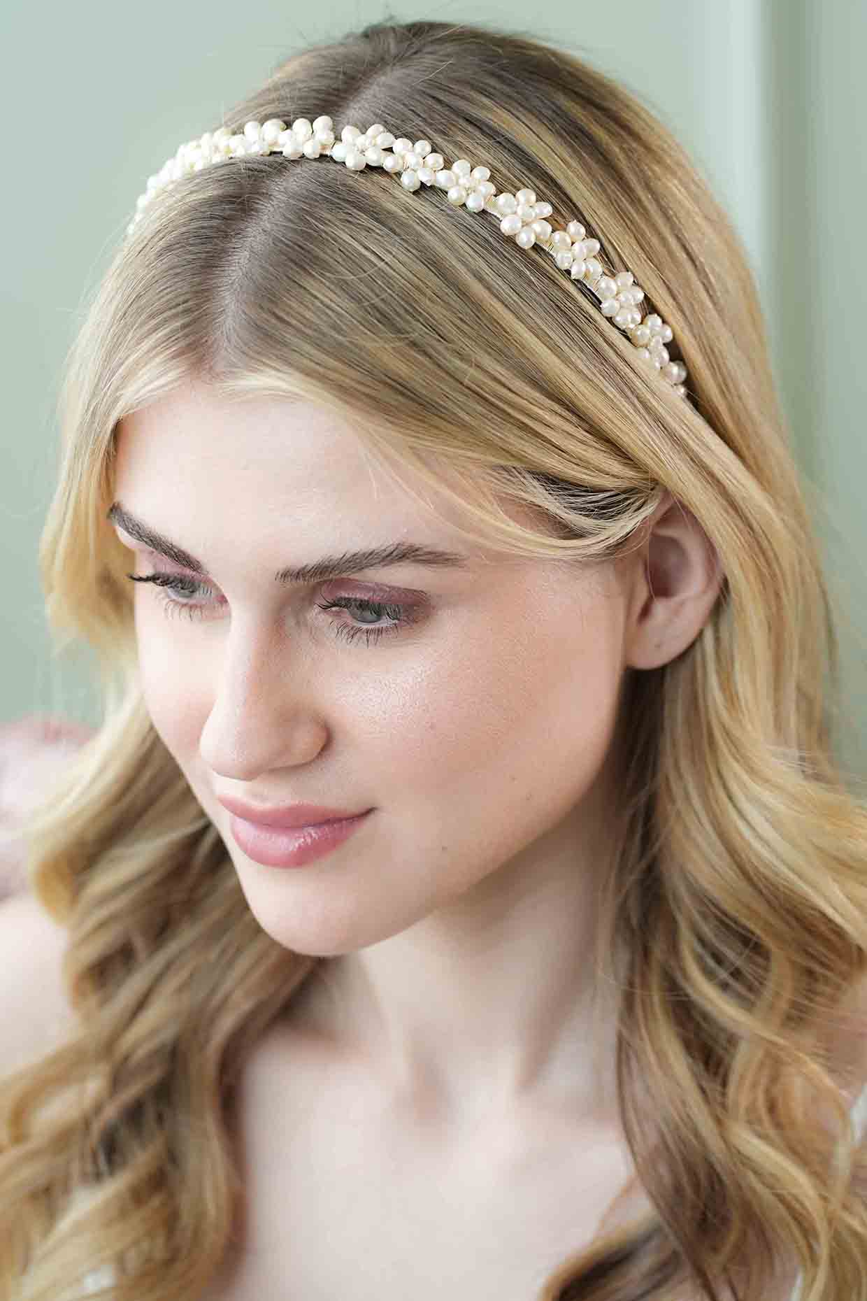 White Pearl Hairband by FLORISTAA BY MAHEK at Pernia's Pop Up Shop