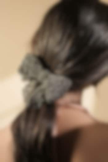 Black Synthetic Stone Sleek Hair Bow (Set of 2) by FLORISTAA BY MAHEK at Pernia's Pop Up Shop