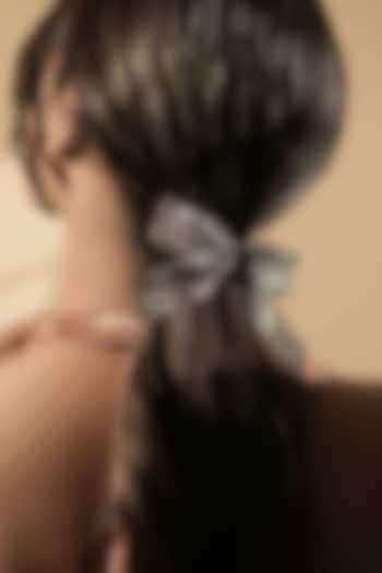 Black Sparkling Hair Bow (Set of 2) by FLORISTAA BY MAHEK at Pernia's Pop Up Shop