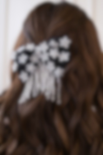 Black Crafted Dangler Hair Bow by FLORISTAA BY MAHEK at Pernia's Pop Up Shop