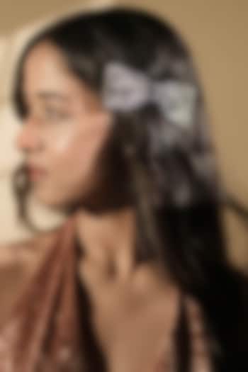 Black Sparkling Hair Bow (Set of 2) by FLORISTAA BY MAHEK at Pernia's Pop Up Shop