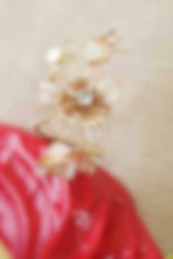 Gold Finish Off-White Gemstone & Resin Floral Ring by FLORISTAA BY MAHEK at Pernia's Pop Up Shop