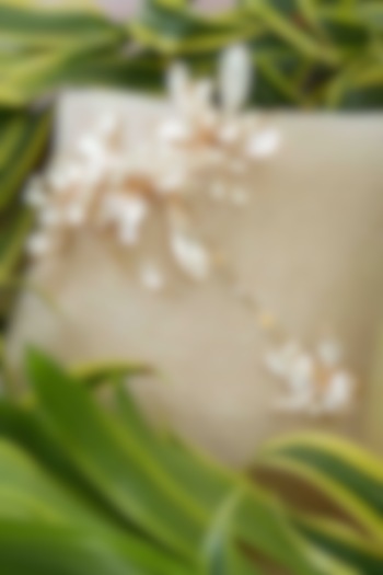 Gold Finish Off-White Gemstone & Resin Floral Hathphool (Set of 2) by FLORISTAA BY MAHEK at Pernia's Pop Up Shop