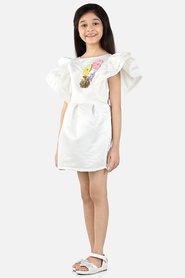 White Satin Dress For Girls by Fairies Forever
