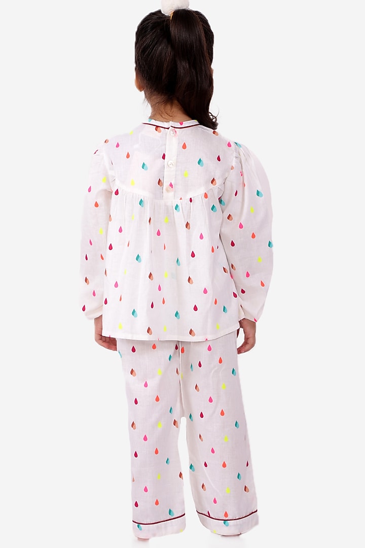White Satin Night Suit For Girls by Fairies Forever at Pernia's Pop Up Shop