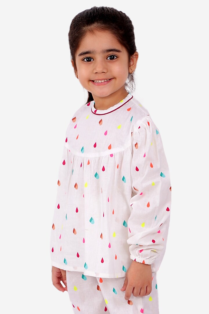 White Satin Night Suit For Girls by Fairies Forever at Pernia's Pop Up Shop