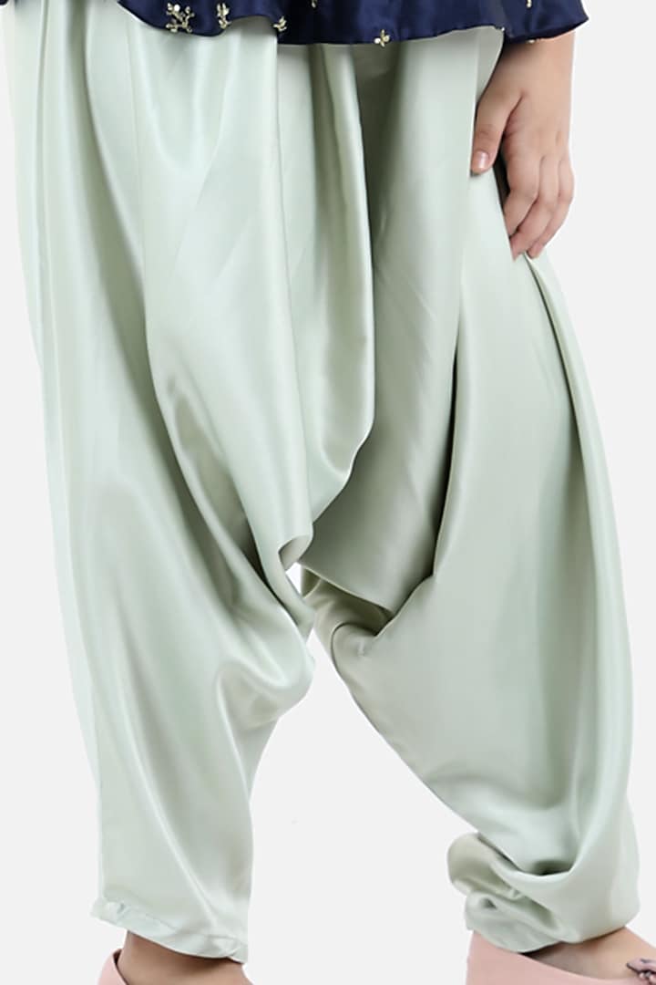 Mint Satin Silk Harem Pant Set For Girls by Fairies Forever at Pernia's Pop Up Shop