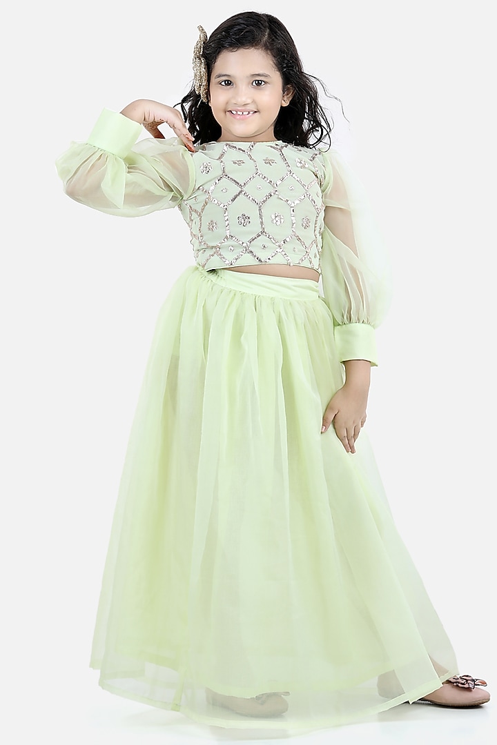 Mint Organza Skirt Set For Girls by Fairies Forever