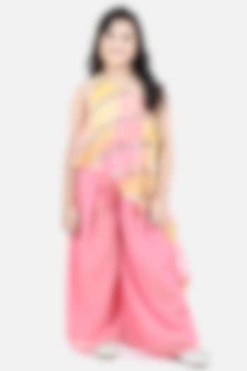Blush Pink Georgette Palazzo Pant Set For Girls by Fairies Forever at Pernia's Pop Up Shop