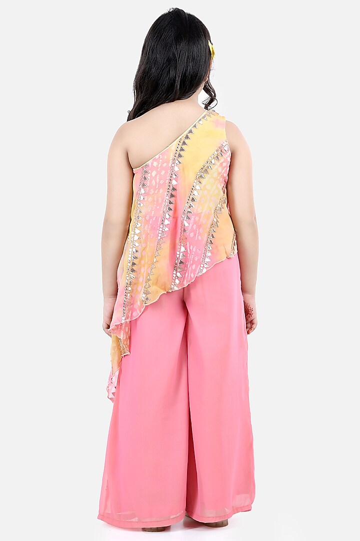 Blush Pink Georgette Palazzo Pant Set For Girls by Fairies Forever at Pernia's Pop Up Shop
