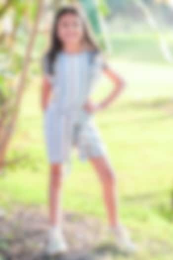 Off-White Lurex Cotton Jumpsuit For Girls by Fairies Forever at Pernia's Pop Up Shop