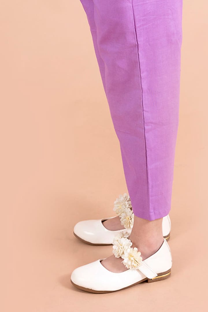 Purple Cotton Paper Bag Pant Set For Girls by Fairies Forever at Pernia's Pop Up Shop