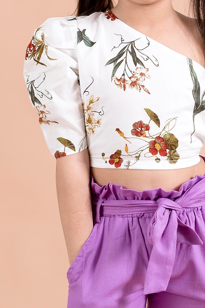 Purple Cotton Paper Bag Pant Set For Girls by Fairies Forever at Pernia's Pop Up Shop