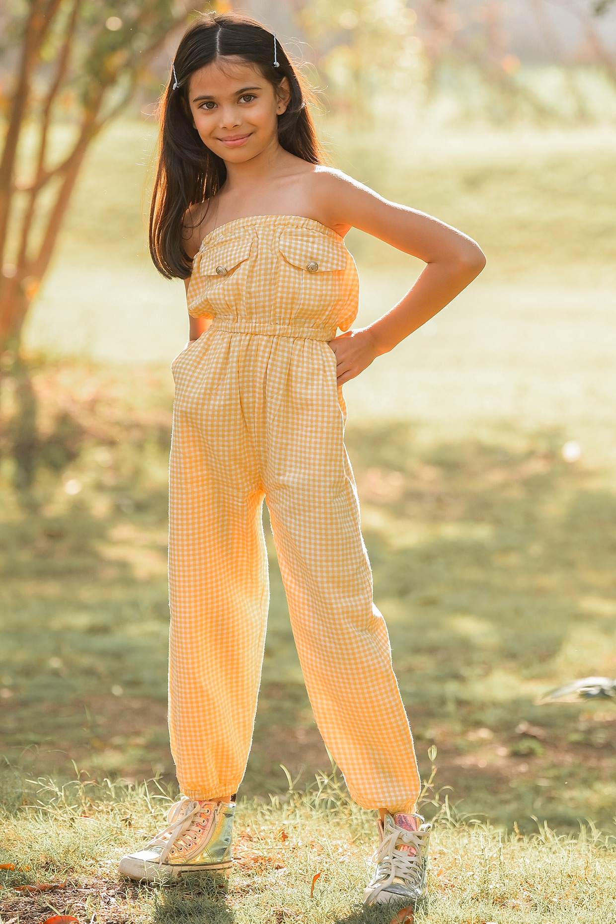 Girls cotton jumpsuit on sale