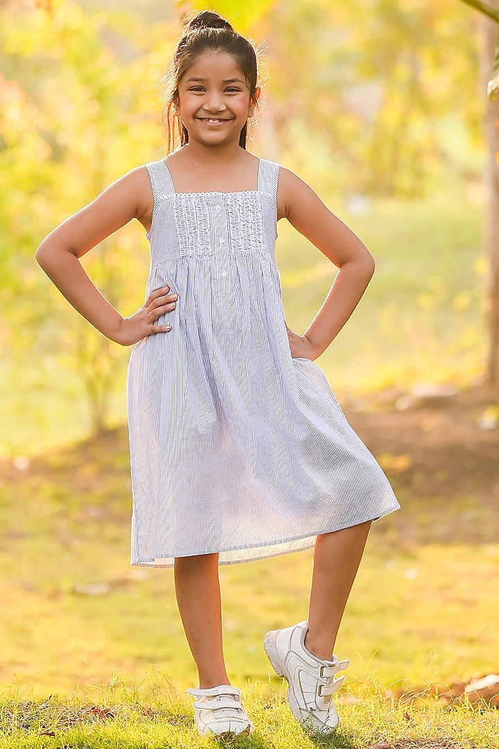 Blue Cotton Dress For Girls by Fairies Forever