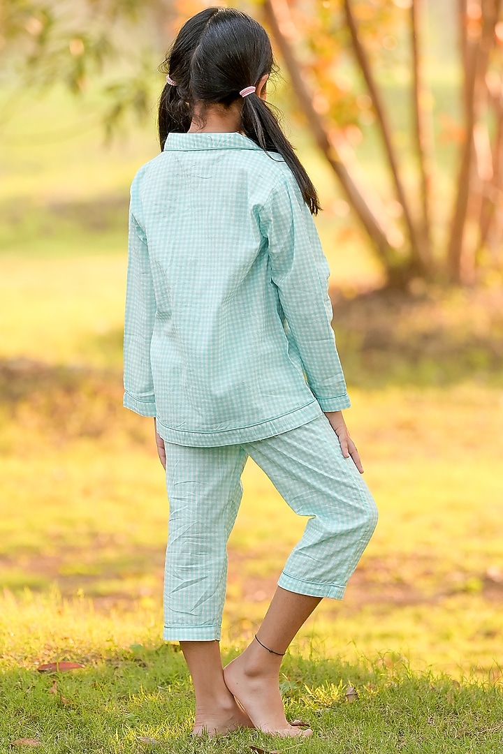 Blue Cotton Nightwear For Girls by Fairies Forever at Pernia's Pop Up Shop