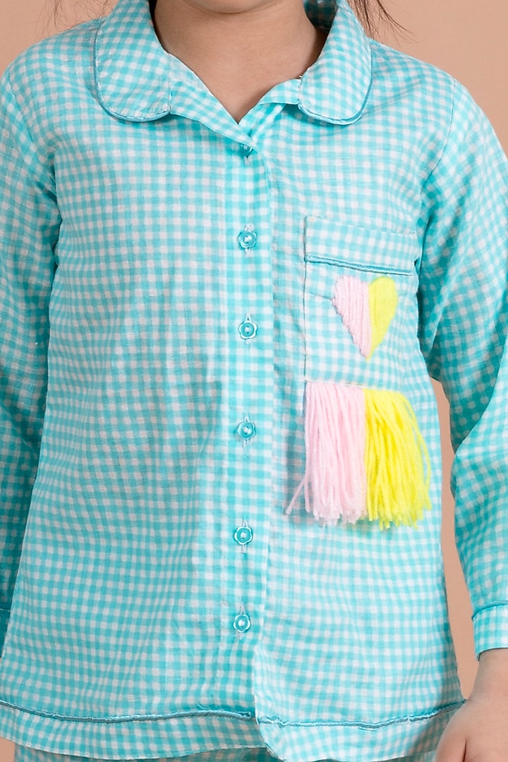 Blue Cotton Nightwear For Girls by Fairies Forever at Pernia's Pop Up Shop
