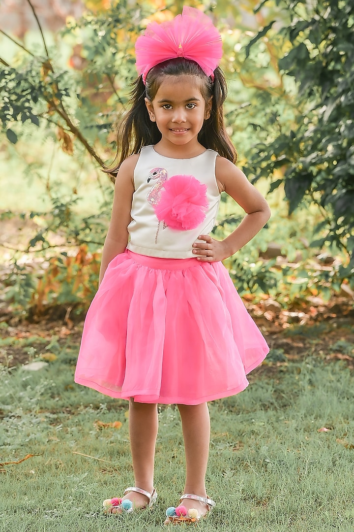Pink Organza Skirt Set For Girls by Fairies Forever