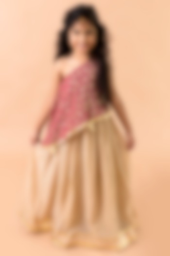 Gold Georgette Skirt Set For Girls by Fairies Forever