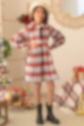 Red & White Checkered Printed Dress For Girls by Fairies Forever at Pernia's Pop Up Shop
