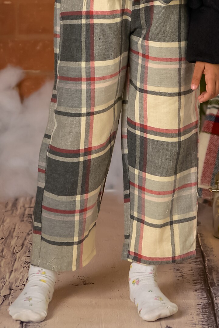Beige Cotton Pants For Girls by Fairies Forever at Pernia's Pop Up Shop