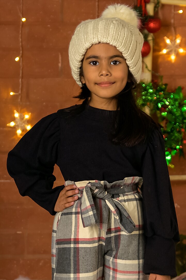 Beige Cotton Pants For Girls by Fairies Forever at Pernia's Pop Up Shop
