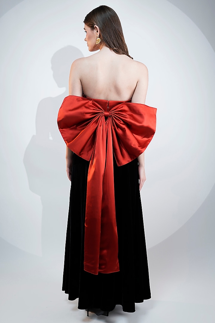 Black Velvet Off-Shoulder Maxi Summer Dress by Fibre World at Pernia's Pop Up Shop