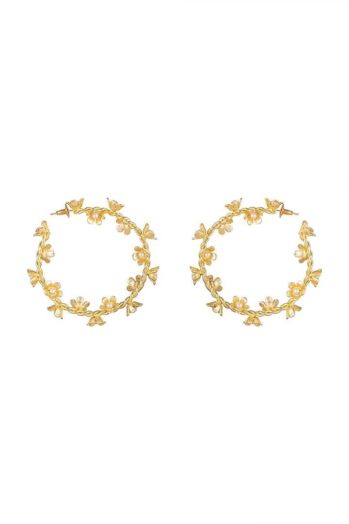 Gold Plated Handcrafted Hoop Earrings by Fusio
