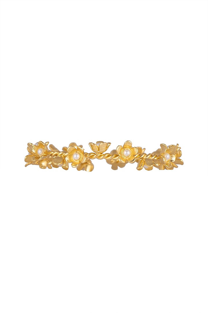 Gold Plated Handcrafted Floral Bangles by Fusio