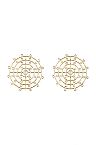 Gold Plated Handcrafted Pearl Earrings by Fusio