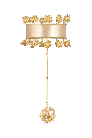 Gold Plated Handcrafted Floral Hathphool by Fusio