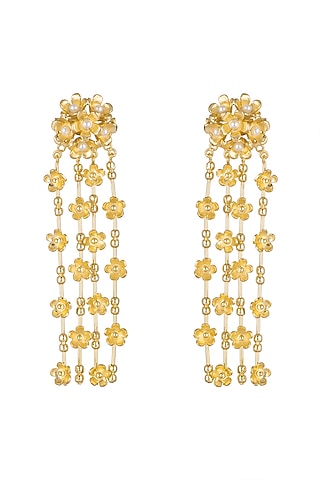 Gold Plated Detachable Dangler Earrings by Fusio
