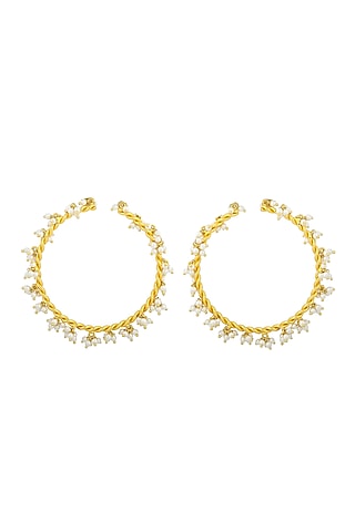 Gold Plated Handcrafted Pearl Bangles by Fusio