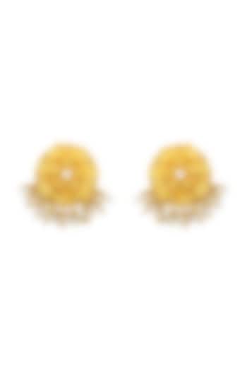 Gold Plated Handcrafted Pearl Stud Earrings by Fusio