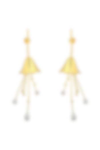 Gold Plated Handcrafted Pearl Tulip Earrings by Fusio