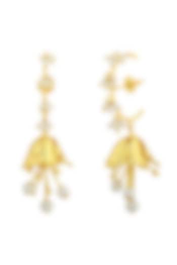 Gold Plated Handcrafted Pearl Mini Tulip Earrings by Fusio