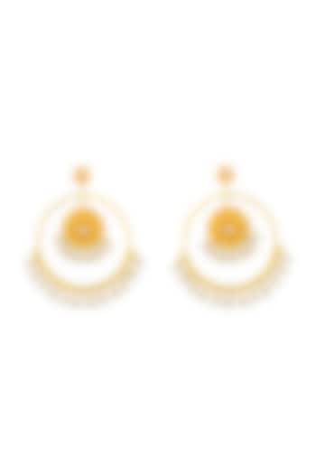 Gold Plated Handcrafted Pearl Chandbali Earrings by Fusio