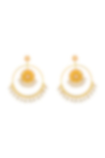 Gold Plated Handcrafted Pearl Chandbali Earrings by Fusio