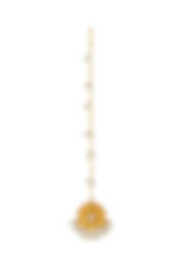 Gold Plated Handcrafted Pearl Maang Tikka by Fusio
