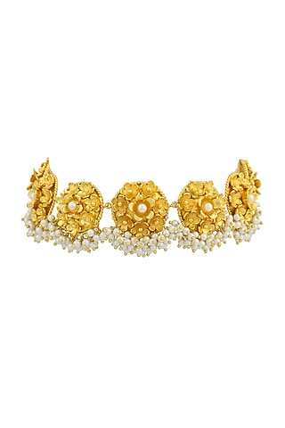 Gold Plated Handcrafted Pearl Choker Necklace by Fusio