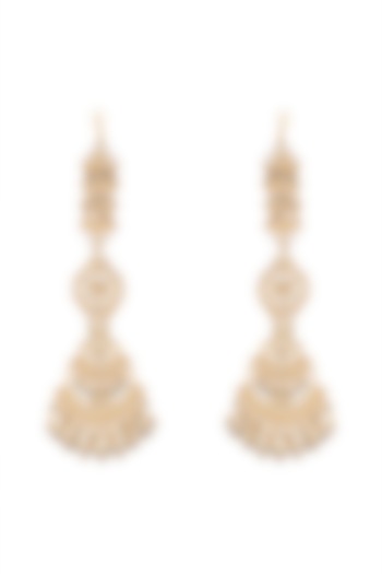 Gold Finish Vintage Long Earrings With Ear Chain by Firdaus By Akshita