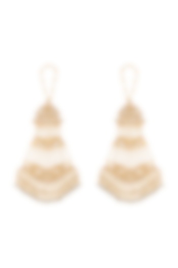 Gold Finish Wide Kundan Jaal Dangler Earrings by Firdaus By Akshita