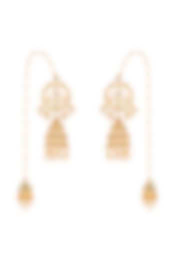 Gold Finish Pearls Double Jhumka Earrings by Firdaus By Akshita